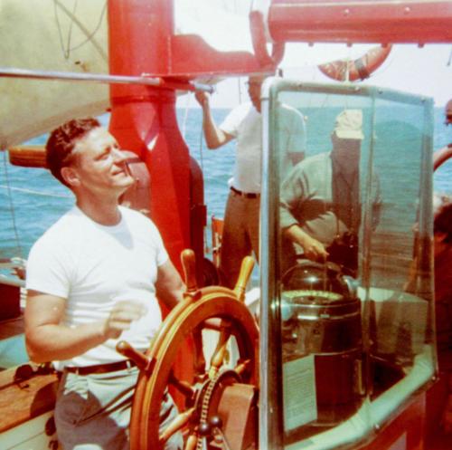 Bob's Dad at helm